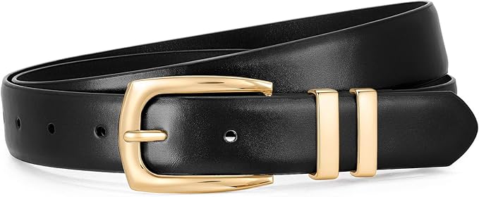 WHIPPY Women's Leather Belts for Jeans Pants Fashion Ladies Belt Gold Buckle Belts for Women