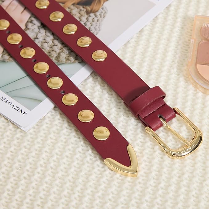 VATAN Women Leather Belt for Jeans Dresses Pants Fashion Ladies Casual Waist Belt with Gold Buckle