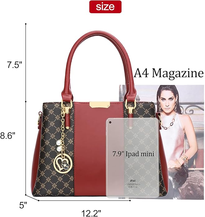 KKXIU 3 Zippered Compartments Purses and Handbags for Women Top Handle Satchel Shoulder Ladies Bags