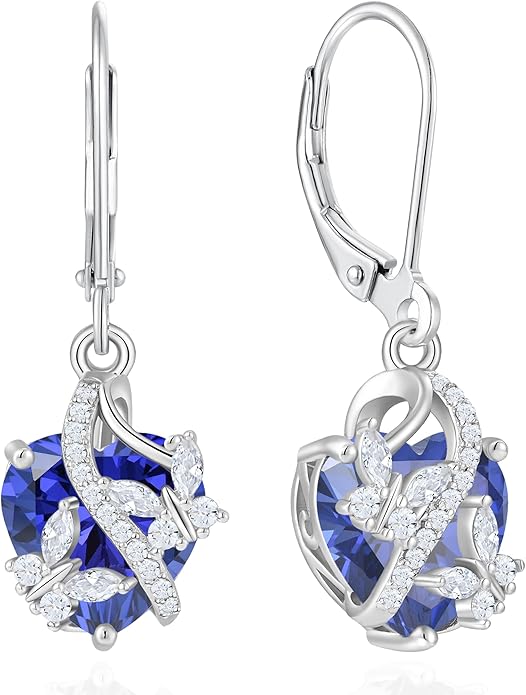 Butterfly Earrings for Women 925 Sterling Silver Heart Earring Birthstone Jewelry