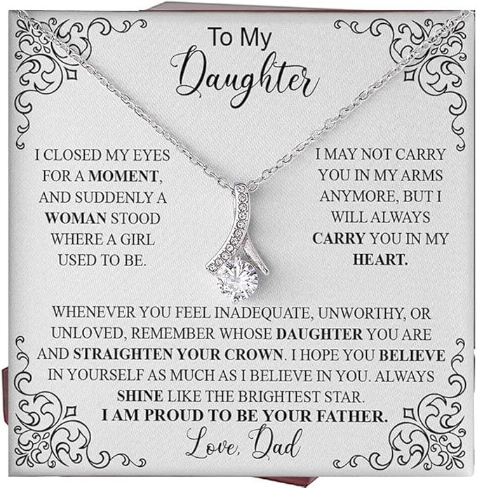 VIRAGIL To My Daughter Gift Necklace From Dad or Mom - Badass Daughter Jewelry With Heartfelt Message & Elegant Box