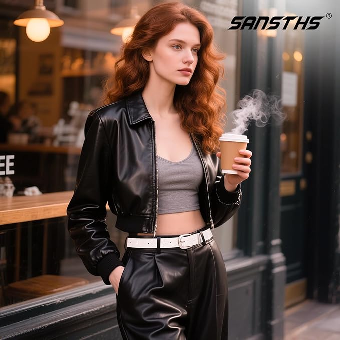 SANSTHS Womens Belt for Jeans Pants Dresses with Alloy Buckle, Floral Print Belt for Women with Unique Print Design