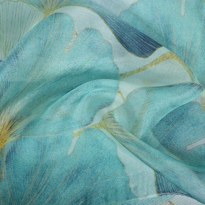 100% Mulberry Silk Women's Neck Silk Scarf-Lightweight Shawl,FLoral Print Beach Silk Wrap-Scarves for Photography