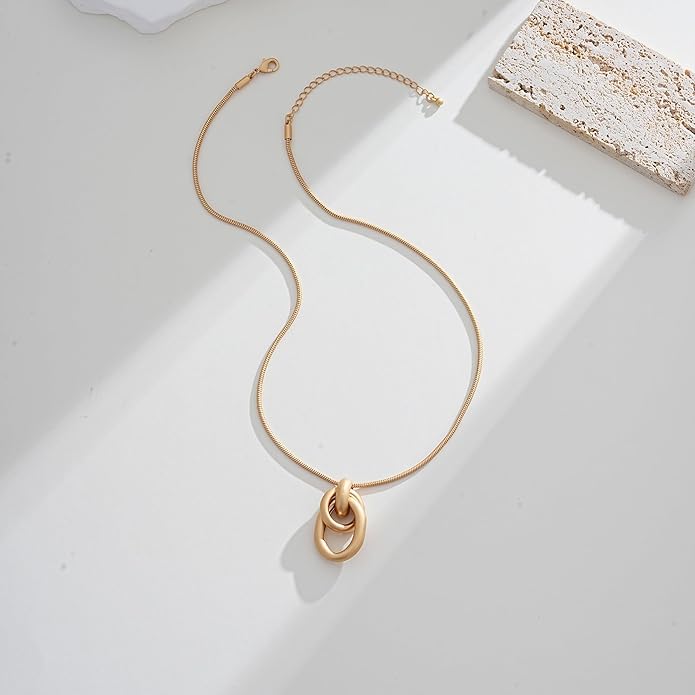 Gold Knot Pendant Necklace for Women Statement Gold Necklace 14K Gold Plated Knot Choker Trendy Jewelry