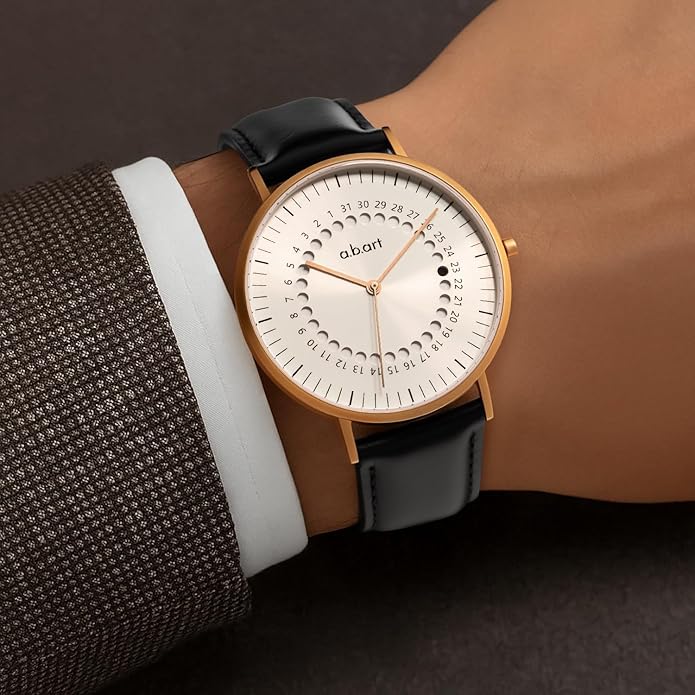 a.b.art Men's Quartz Watch, Swiss Parts Ronda Movement, Sapphire Crystal, Milanese Mesh Band, Ultra-Thin Design, 41mm Black Dial,Minimalist Bauhaus Style