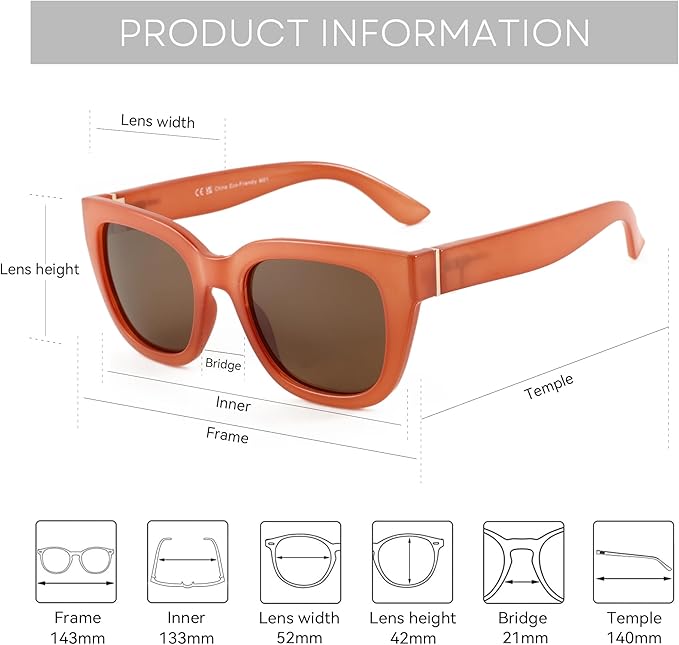 ZENOTTIC Retro Square Polarized Sunglasses for Women Vintage Sun Glasses UV400 Protection Trendy Shades Fashion Style
