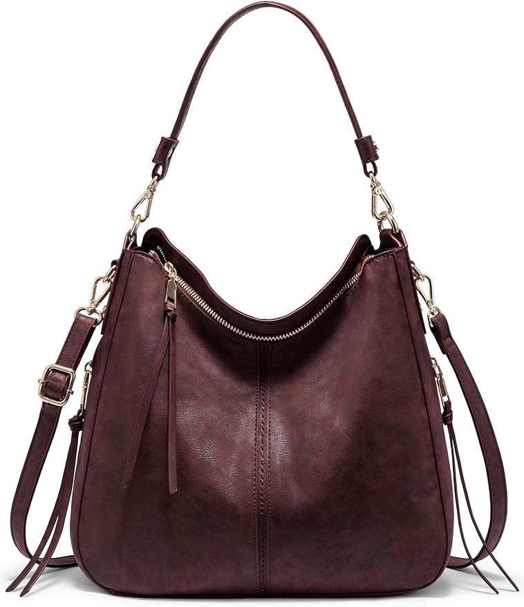 Realer Hobo Crossbody Bags for Women Designer Faux Leather Hobo Handbags Retro Large Size Shoulder Bag Bucket Purse