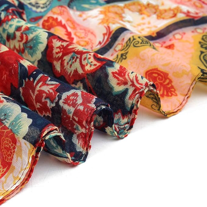 Yeieeo Boho Scarf for Women Lightweight Floral Printed Scarf Fall Winter Fashion Fringed Shawl
