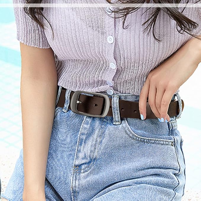 West Leathers [2 Pack] Leather Belt Women-Womens Leather Belt with Pin Buckle-Belts for Women for Jeans, Pants, Dresses