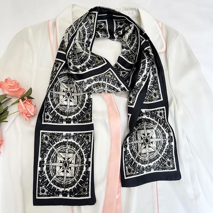 Silk Head Scarf for Hair Fashion Headwrap for Women Lightweight Neck Tie