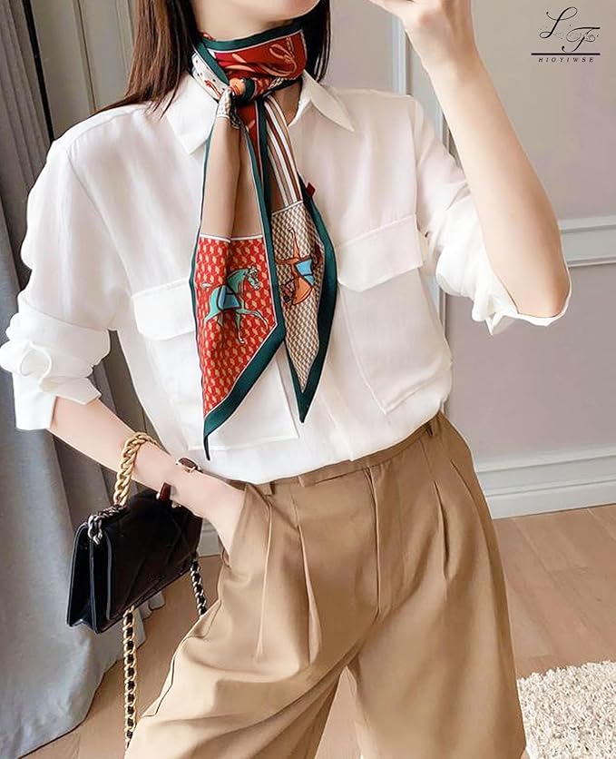 Head Scarf Hair Neck Scarves For Women Purse Bag Scarfs For Handbags Silky Long Thin Satin Headscarf Fashion