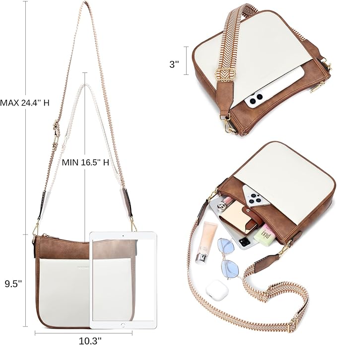 BOSTANTEN Crossbody Bags for Women Trendy Vegan Leather Hobo Purses Shoulder Handbags With Wide Shoulder Strap