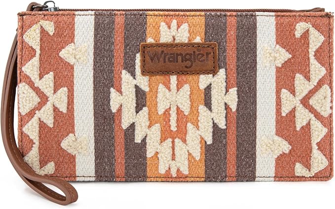 Montana West Wrangler Clutch Purses for Women Western Wristlet Wallet Boho Aztec Card Holder Zipper Handbags for Ladies AR-WG313-181BR