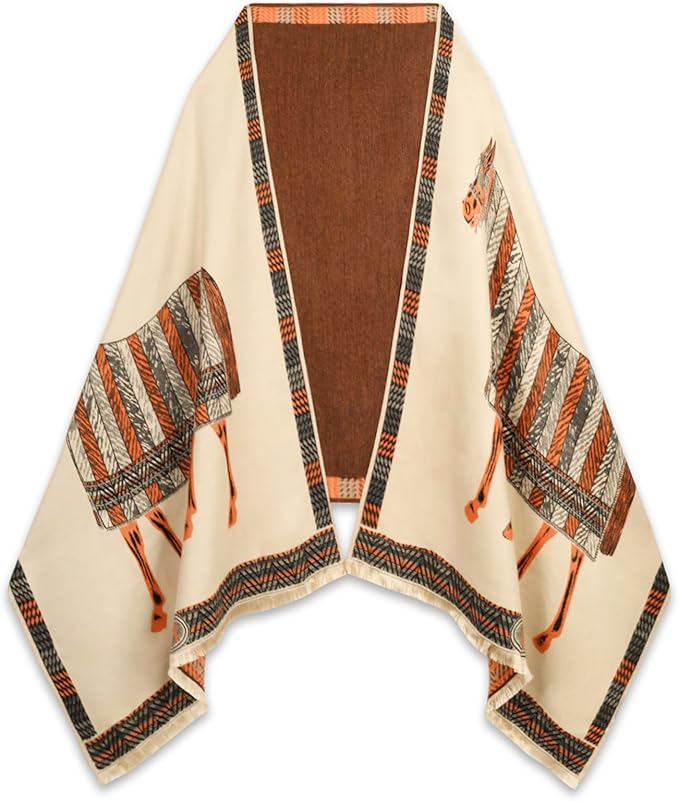 EXTREE Scarfs for Women Pashmina Silky Shawl Wrap for Evening Dressing Blanket Open Front Poncho Cape
