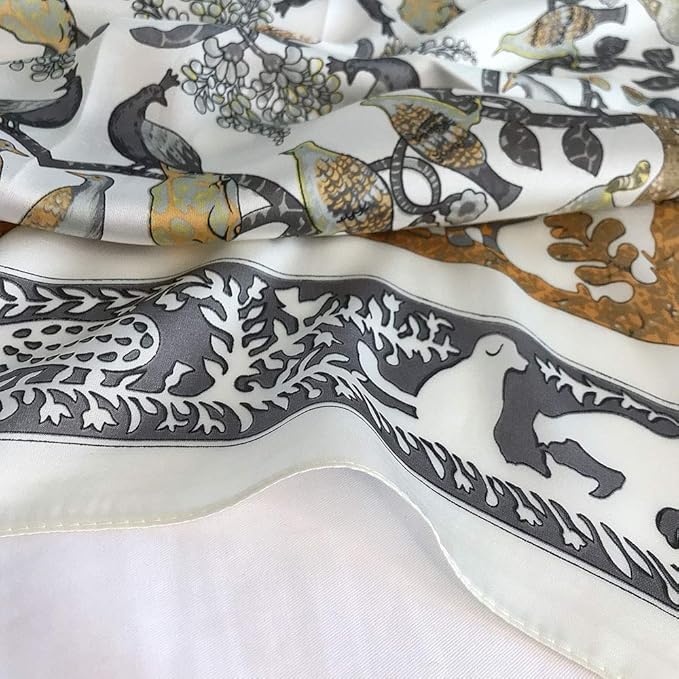 FONYVE Silk Feeling Scarf Medium Square Satin Head Scarf for Women 27.5 × 27.5 inches