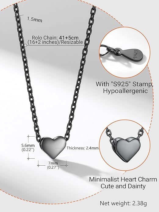 PROSILVER 925 Sterling Silver Necklace for Women | Dainty Delicate Adjustable Choker with Heart/Star/Moon/Vertical Bar Pendant, Hypoallergenic Tarnish Resistant Everyday Jewelry Gift for Her