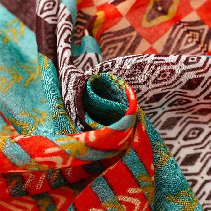 Yeieeo Boho Scarf for Women Lightweight Floral Printed Scarf Fall Winter Fashion Fringed Shawl