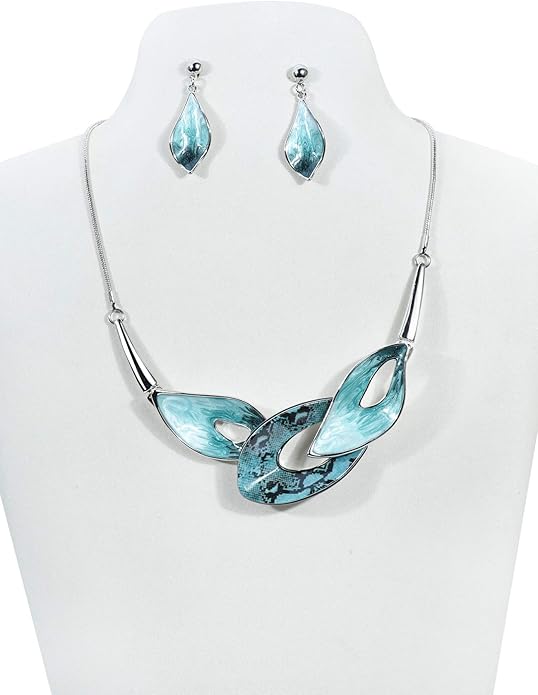 Vintage Statement Jewelry Set Leaf Floral Bohemian Boho Statement Necklace Earring Set Crystal Fashion Costume Jewelry