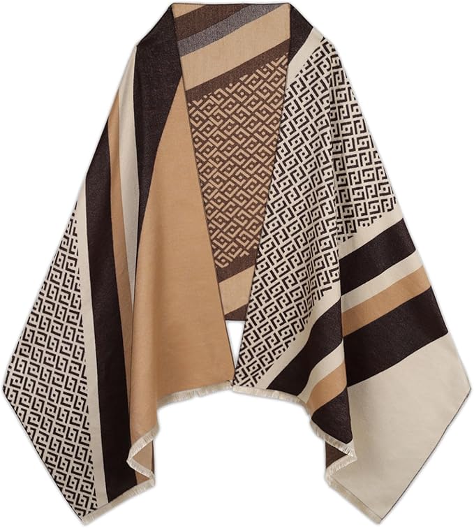 EXTREE Scarfs for Women Pashmina Silky Shawl Wrap for Evening Dressing Blanket Open Front Poncho Cape