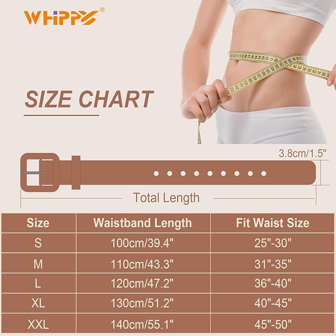 WHIPPY Women Leather Belt Candy Color Fashion Square Buckle Belt Ladies Belt for Jeans Pants Dresses