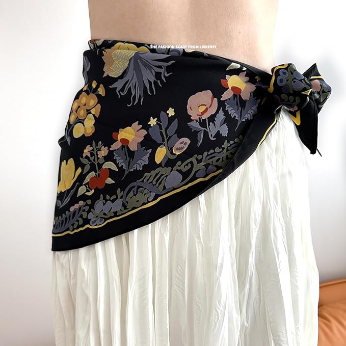Livrerpi Silk Feeling Head Scarf Fashion Satin Hair Scarf Square Long Scarves for Women Gifts