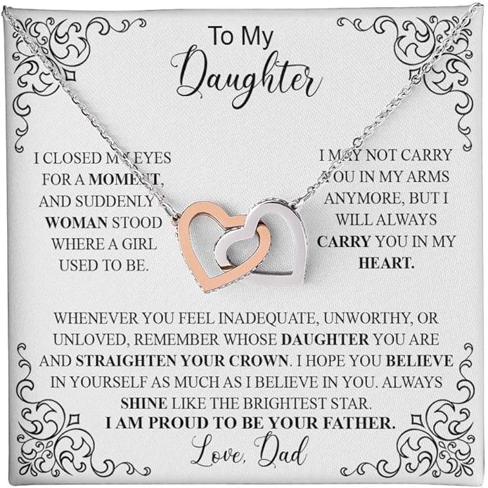 VIRAGIL To My Daughter Gift Necklace From Dad or Mom - Badass Daughter Jewelry With Heartfelt Message & Elegant Box