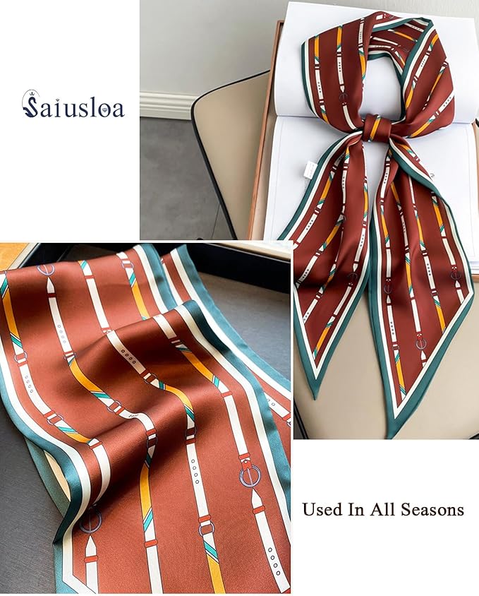 Purse Scarf For Handbags Head Scarves For Women's Hair Bags Scarfs Long Skinny Scarves Fashion Silky