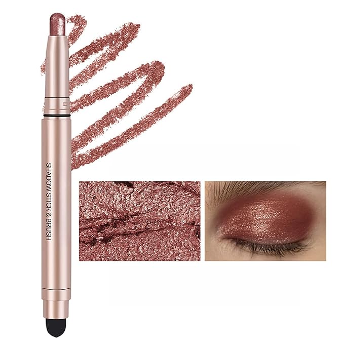 Eyeshadow Sticks Long-Lasting Cream Shimmer Finish Easy Apply with Built-in Smudger Blendable Red Wine