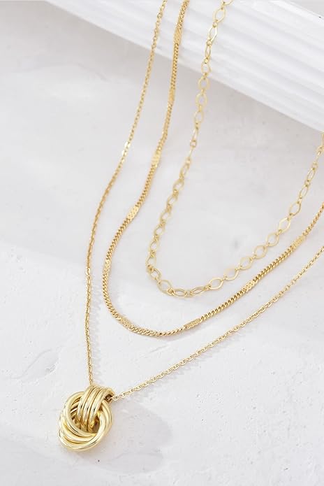 Gold Knot Pendant Necklace for Women Gold Statement Geometric Necklace Dainty Link Choker Necklace Trendy Jewelry Accessories