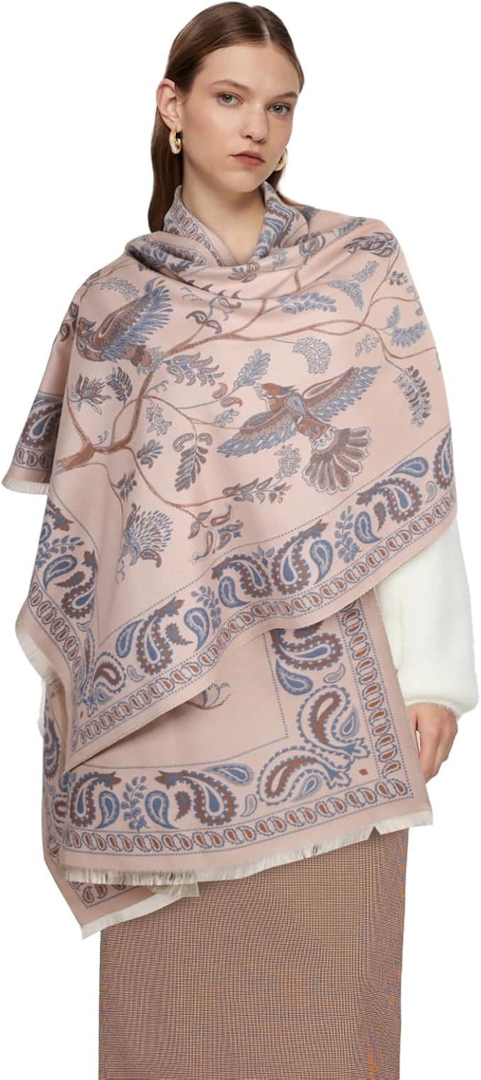 EXTREE Scarfs for Women Pashmina Silky Shawl Wrap for Evening Dressing Blanket Open Front Poncho Cape