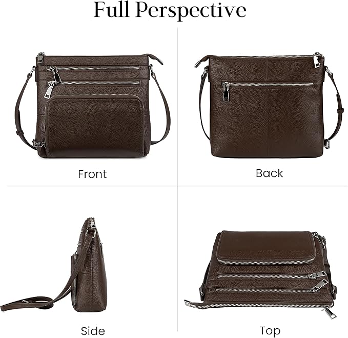 befen Genuine Leather Crossbody Bags for Women, Medium Anti-Theft Shoulder Purse with Built in RFID Wallet for Travel