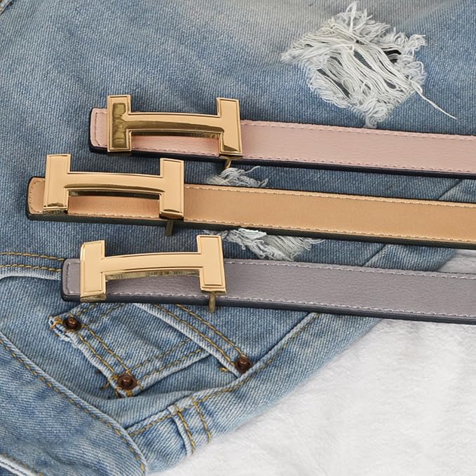 Relang Women's Belts with Gold Buckle, Fashion Waist Band, Elegant Ladies' Belt, Gift for Women