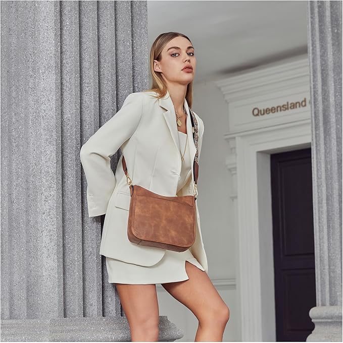 BOSTANTEN Crossbody Bags for Women Trendy Vegan Leather Hobo Purses Shoulder Handbags With Wide Shoulder Strap