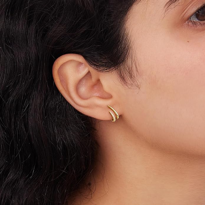 Gold Plated Statement Chunky Dangle Stud Earrings for Women, Gold Plated Hoop Knot Claw Earrings Tarnish Free Jewelry for Women Gifts