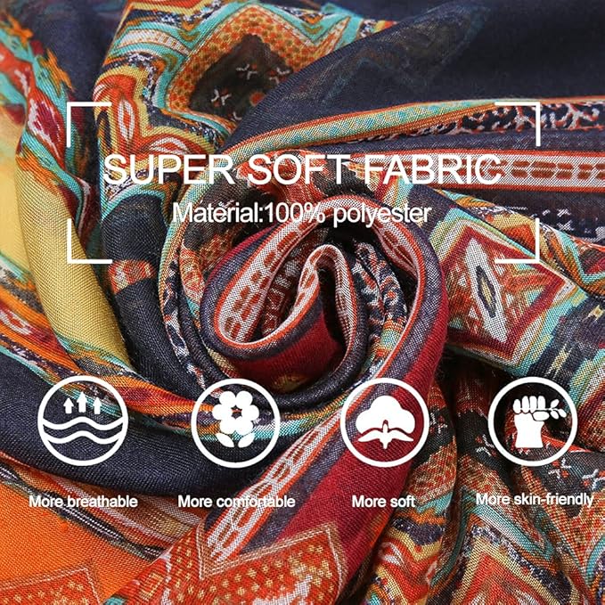 Yeieeo Boho Scarf for Women Lightweight Floral Printed Scarf Fall Winter Fashion Fringed Shawl