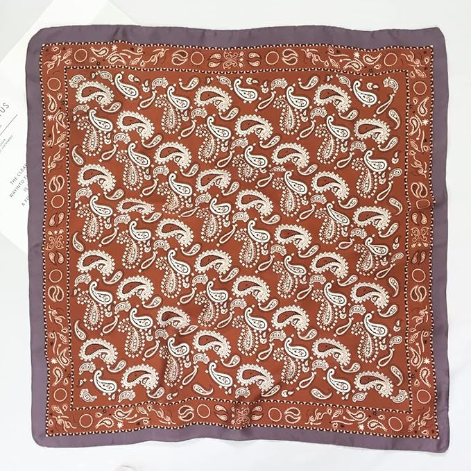 FONYVE Silk Feeling Scarf Medium Square Satin Head Scarf for Women 27.5 × 27.5 inches
