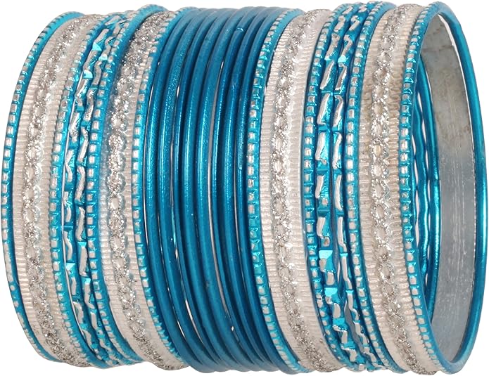 Touchstone Indian Metal Bangles for Women Gold Alloy Bracelets desi 2 Dozen Bangle Collection Bollywood Women's Jewelry Set Multi Stacking Wide Chunky Textured Golden Set of 24 in Gold or White Tone