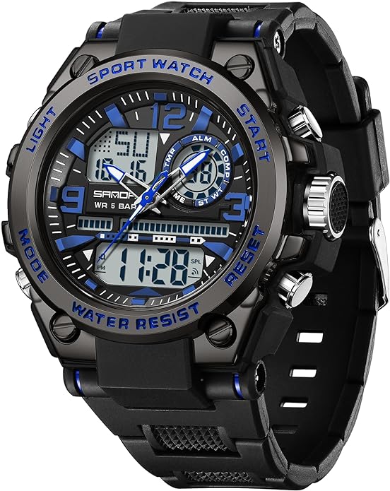 KXAITO Men's Watches Sports Outdoor Waterproof Military Watch Date Multi Function Tactics LED Alarm Stopwatch