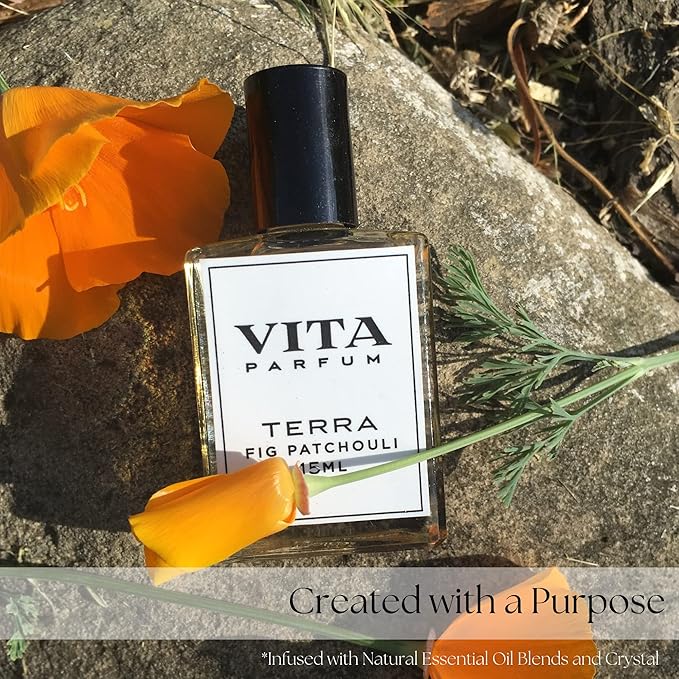 Vita Parfum Fig Patchouli Perfume Oil - Long Lasting, Rich Earthy and Woody Patchouli Scent with Green Moss, Sandalwood and Cedarwood Accents - All Natural Oil Woody Perfume for Women - 15 ml