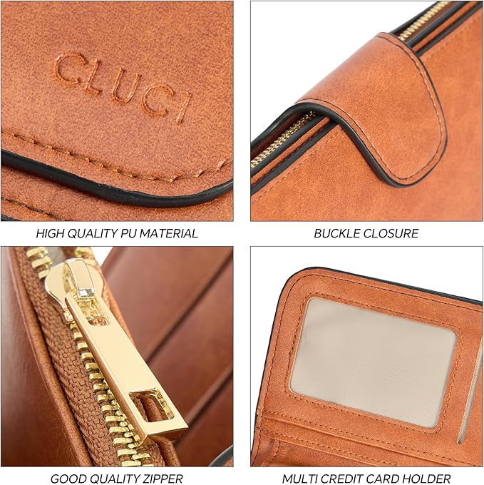 CLUCI Wallet For Women PU Leather RFID Blocking Womens Wallet Bifold Card Holder with ID Window Gifts for Women Birthday | RFID Blocking, Designer, Trifold, Card Holder, ID Window