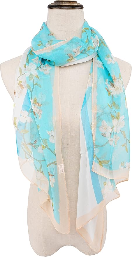 YOUR SMILE Ladies/Women's Lightweight Floral Print/Solid Color mixture Shawl Scarf For Spring Summer season