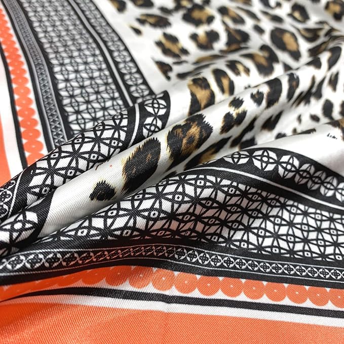 YOUR SMILE Silk Like Scarf Women's Fashion Pattern Large Square Satin Headscarf Headdress