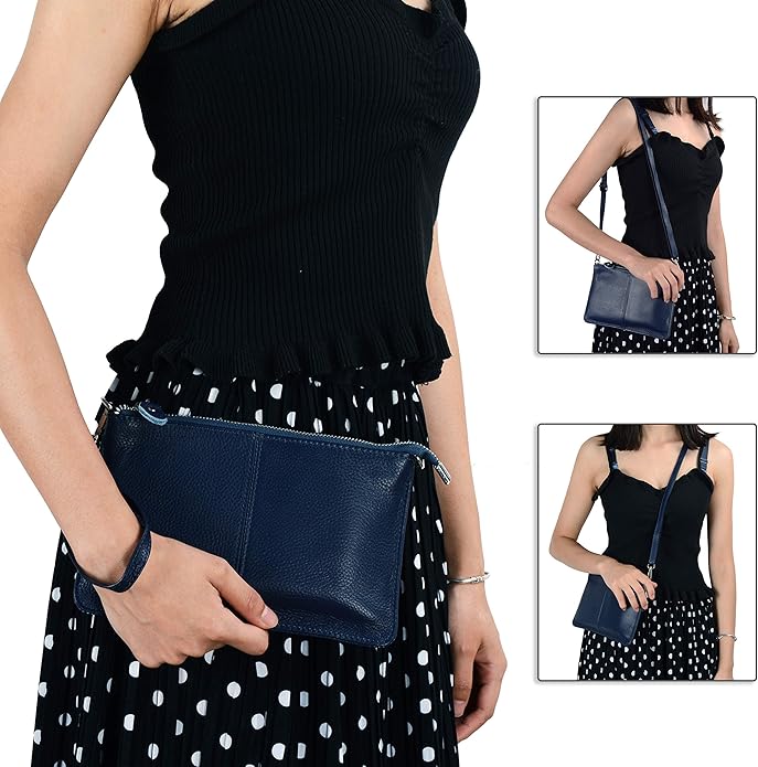 befen Genuine Leather Wristlet Clutch Wallet Purses Small Crossbody Bags for Women with RFID Blocking Card Slots