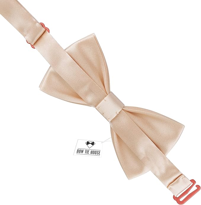 Bow Tie House Real Silk Classic Pre-Tied Bow Tie Formal Solid Tuxedo with Gift Box