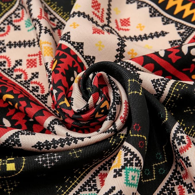 Yeieeo Boho Scarf for Women Lightweight Floral Printed Scarf Fall Winter Fashion Fringed Shawl
