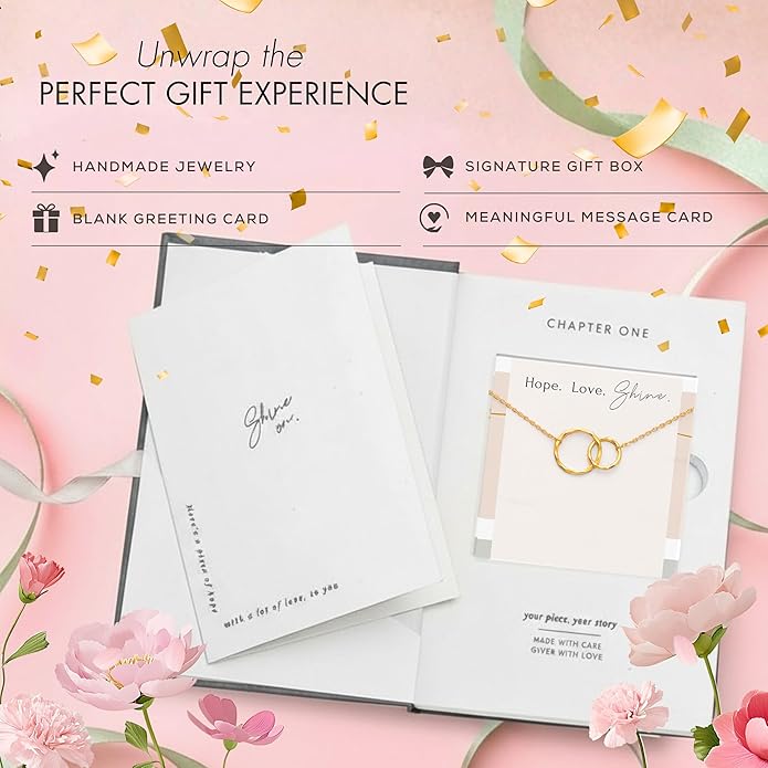 HOPE LOVE SHINE Mom Gift from Daughter - Sentimental, Meaningful Mother and Daughter Necklace, Jewelry, 14k Gold Plated Sterling Silver