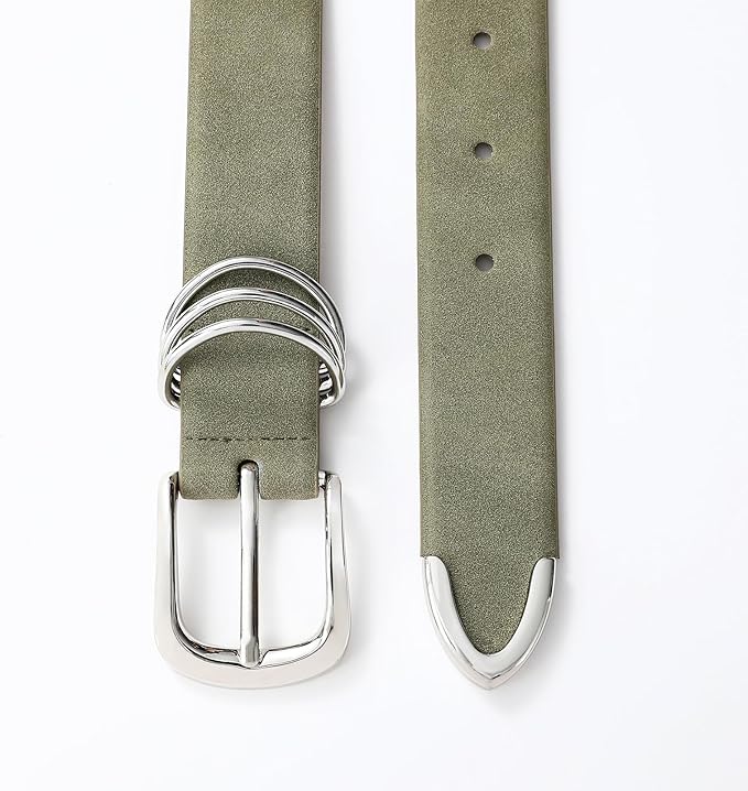 Women's Leather Belts with Gold Buckle Fashion Leather Waist Belt Elegant Ladies Belts for Jeans Dress & Casual Wear