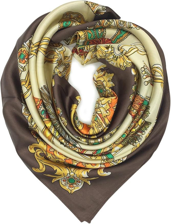 YOUR SMILE Silk Like Scarf Women's Fashion Pattern Large Square Satin Headscarf Headdress