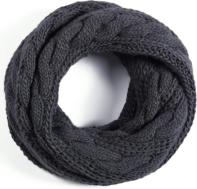 QUEENFUR Winter Women Thick Cable Knit Ribbed Infinity Circle Loop Scarf