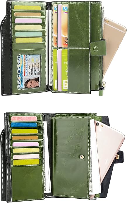 YALUXE Women's Genuine Leather Wallet RFID Blocking Multi Card Holder with Cell Phone Pocket Mothers Day Gifts